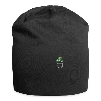 Pflanze in der Tasche Strelizie in Brusttasche - Jersey-Beanie - Schwarz - Vorne