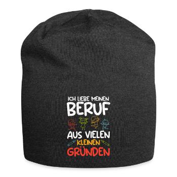 I love my job in kindergarten - Jersey Beanie - charcoal grey - Front