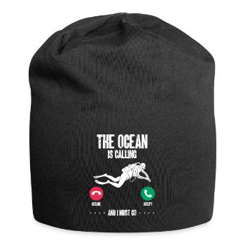 Das Meer Ruft Und Ich Muss Gehen - Jersey-Beanie - Schwarz - Vorne
