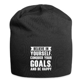 Goal Life Quotes Happy Positive Message - Jersey Beanie - black - Front
