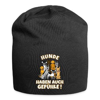Hunde haben auch Gefühle - Jersey-Beanie - Schwarz - Vorne