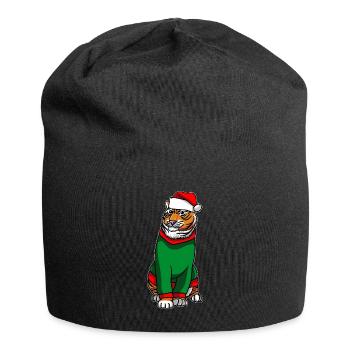 Tigre en costume de Noël - Bonnet en jersey - noir - Devant