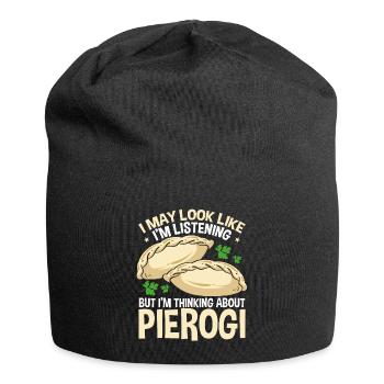 Pierogi Making Thinking about Polish Food - Jersey Beanie - black - Front