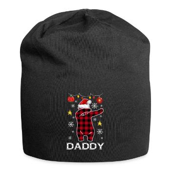Plaid Bear Dabbing For Dad December Christmas - Jersey Beanie - black - Front