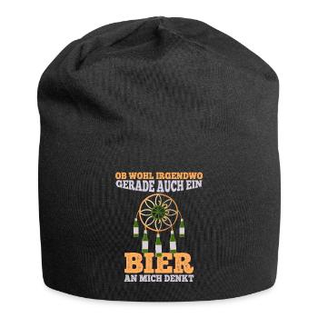 Ob wohl irgendwo ein Bier an mich denkt - Jersey-Beanie - Schwarz - Vorne
