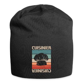 Vintage Retro Cuisinier Chef Cuisine - Bonnet en jersey - noir - Devant