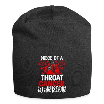Throat Cancer Awareness Niece Aunt Uncle - Jersey Beanie - charcoal grey - Front