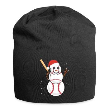 Baseball Schneemann Baseball Spieler Baseballer - Jersey-Beanie - Schwarz - Vorne
