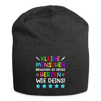 Kleine Menschen brauchen große Herzen Kindergarten - Jersey-Beanie - Anthrazit - Vorne