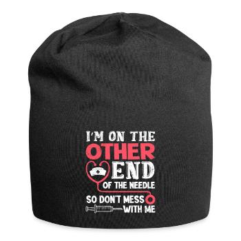 I'm on the other end needle nurse - Jersey Beanie - black - Front