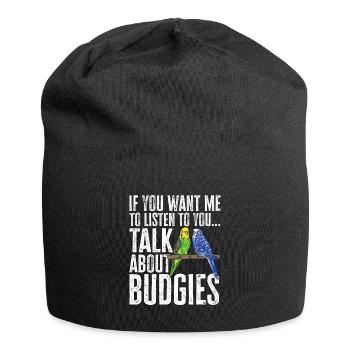 Wellensittich Sittich Vogel Haustier Geschenk - Jersey-Beanie - Schwarz - Vorne