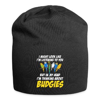 Wellensittich Sittich Vogel Haustier Geschenk - Jersey-Beanie - Schwarz - Vorne