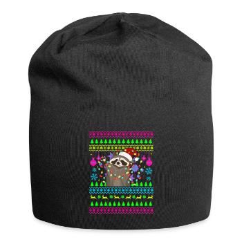 Funny Christmas Outfit Ugly Christmas Raccoon - Jersey Beanie - black - Front