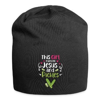 This Girl Runs On Jesus And Pickles - Jersey Beanie - black - Front