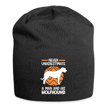 Frau mit Irischer Wolfshund Irish Wolfhound - Jersey-Beanie - Schwarz - Vorne