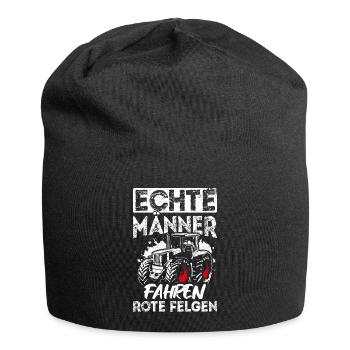 Echte Männer fahren rote Felgen - Traktor Landwirt - Jersey-Beanie - Schwarz - Vorne