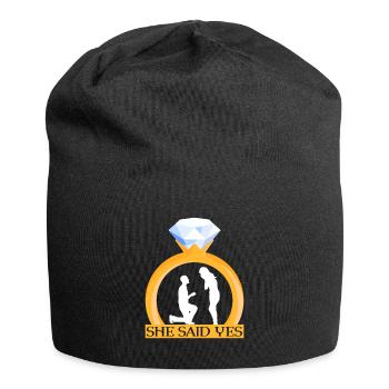 Valentines Paar Verlobung Vorschlag Herzen Tag - Jersey-Beanie - Schwarz - Vorne