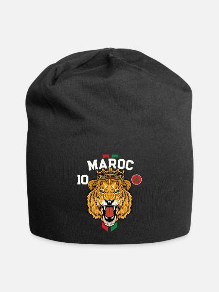 Maroc Lion Drapeau Maillot Football Équipe Sport - Bonnet en jersey - noir