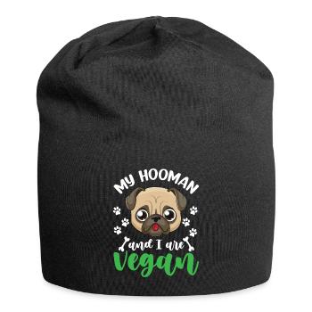 My Hooman And I Are Vegan - Jersey Beanie - black - Front