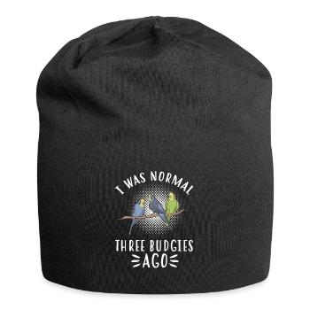 Budgerigar Parakeet Bird Pet Gift - Jersey Beanie - black - Front