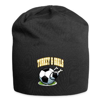 Thanksgiving Soccer Turkey And Goals - Jersey Beanie - black - Front