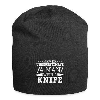 Messerwurfscheibe Geschenk Messerwerfer - Jersey-Beanie - Anthrazit - Vorne