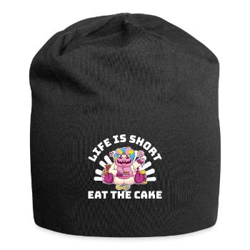 Life Is Short Eat The Cake Cake Gift - Jersey Beanie - black - Front