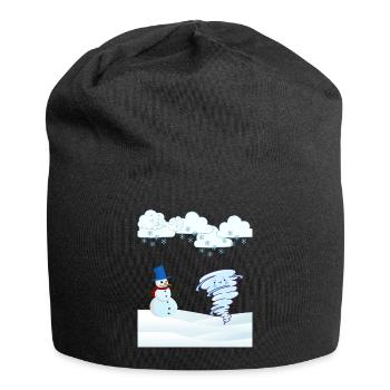 mignon bonhomme de neige d’hiver et vent - Bonnet en jersey - noir - Devant