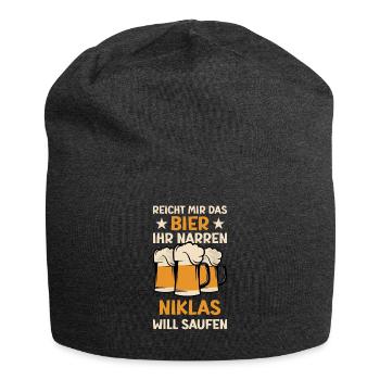 Reicht mir das Bier Niklas Saufen Namen - Jersey-Beanie - Anthrazit - Vorne