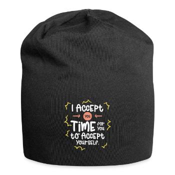 Inspirierender Motivator Selbstfürsorge - Jersey-Beanie - Schwarz - Vorne