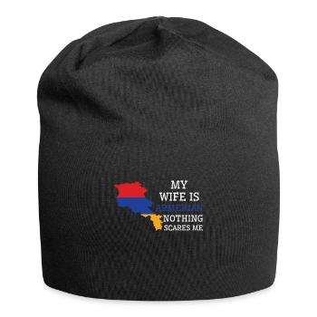 Nothing Scares Me Armenian Wife Armenia - Jersey Beanie - black - Front