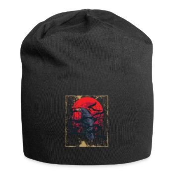 Gothic Skull-Red Moon-Black Crow - Jersey Beanie - black - Front