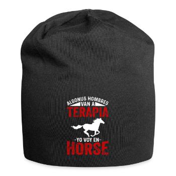 Algonus Men's Therapy I go horseback riding - Jersey Beanie - black - Front