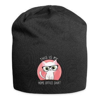 This is my home office cat - Jersey Beanie - black - Front