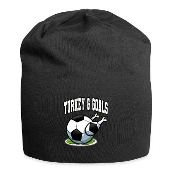 Thanksgiving Soccer Turkey And Goals - Jersey Beanie - black - Front