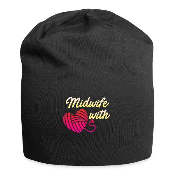 Ich bin eine Hebamme mit Herz Hebamme - Jersey-Beanie - Schwarz - Vorne