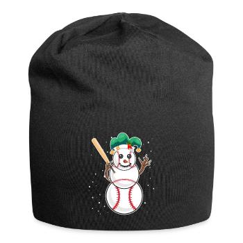 Baseball Schneemann Baseball Spieler Baseballer - Jersey-Beanie - Schwarz - Vorne