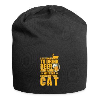Buvez de la bière et traînez avec mon chat de la forêt norvégienne - Bonnet en jersey - noir - Devant
