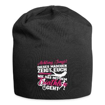 Triathlon Dieses Mädchen zeigt euch wie das geht - Jersey-Beanie - Schwarz - Vorne