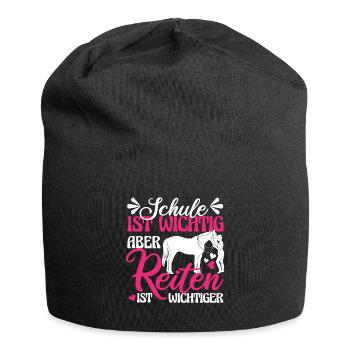 Pferd Reiten Schule ist wichtig Reiten ist wichtig - Jersey-Beanie - Schwarz - Vorne