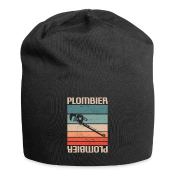 Vintage Retro Plombier Plomberie - Bonnet en jersey - noir - Devant