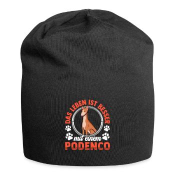Leben mit Podenco spanischer Podenco - Jersey-Beanie - Schwarz - Vorne