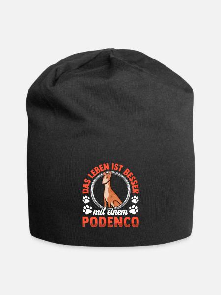 Leben mit Podenco spanischer Podenco - Jersey-Beanie - Schwarz