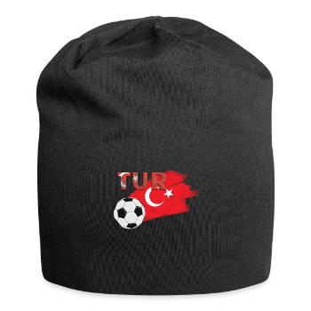 Fahne Türkei - Jersey-Beanie - Schwarz - Vorne