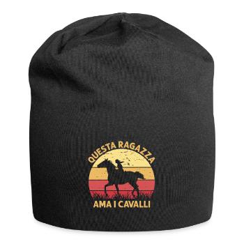 Dieses Mädchen Liebt Pferde Reiten Sonnenuntergang - Jersey-Beanie - Schwarz - Vorne