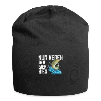 Angler Geschenkidee Hobby Angeln - Jersey-Beanie - Schwarz - Vorne