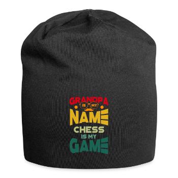 Grandpa Is My Name Chess Is My Game Schachspieler - Jersey-Beanie - Schwarz - Vorne