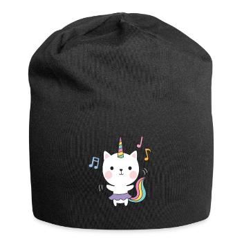 Cat Unicorn Kitten Children - Jersey Beanie - black - Front