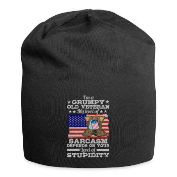 Funny American Experienced Father Grandpa My - Jersey Beanie - black - Front