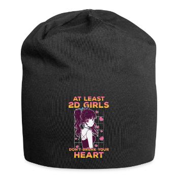 Wenigstens brechen 2D-Mädchen dir nicht das Herz - Jersey-Beanie - Schwarz - Vorne